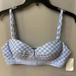 Favorite Daughter Ex Boyfriend Bra Top Gingham Blue Size Large Photo 1