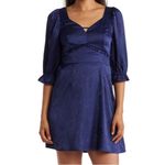 Collective Concepts  Zebra Jacquard Mini Dress Satin Blue M Photo 2