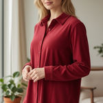 Petite Sophisticate  Rich Red Button-Down Shirt L LP Photo 0