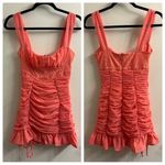 Mistress Rocks  Coral Lace Ruched Mini Dress Small Photo 4
