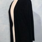 Chico's Chico’s Travelers Black Striped Ribbed Open Front Stretchy Cardigan Everyday M Photo 3