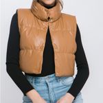 Tan Puffer Vest for Women Size XS Photo 2