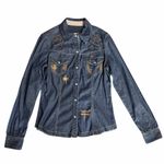 Guess  Y2K Denim McBling Button Down Shirt Size Large Photo 0