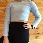 Spirit PRICED TO SELL!!! BABY BLUE BLOCK ISLAND BEACHY SPELL-OUT GRAPHIC LONG SLEEVE CROP TOP Photo 0