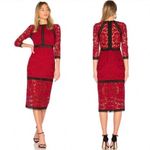 Alexis Randie Lace Midi Dress Dark Red With Black Trim Size S Photo 1