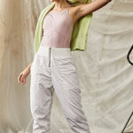 Free People  White Nylon Front Zip Athleisure Jogger Style Track Pants Size XS Photo 0