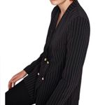 ZARA  Pinstripe Blazer Black Double Breasted Gold Buttons Tailored Old Money Photo 1