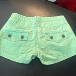 ZARA  green denim distressed shorts Photo 1