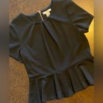 WD•NY WD.NY Short Sleeve Peplum Blouse with Back Exposed Zipper in Black - size XL Photo 8