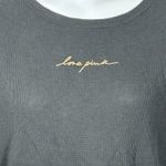 Victoria’s Secret PINK Black Waffle Knit Long Sleeve Top M Gold Glitter Size M Photo 4