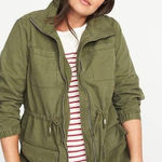 Old Navy Twill Field Olive Green Utility Jacket Drawstring Waist Plus Size 3X Photo 0