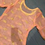 Indian Pakistani New Light Peach & Gold Organza Cotton Blend Stitched 2pc Suit Size M Photo 4