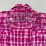 COOGI  Women's 1X Pink Plaid Button Down Western Blouse Rhinestone‎ Bling Photo 5