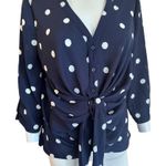 NY&C NWT small navy blue with polka dots button down front bow detail​​​​ Photo 0