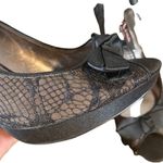 Nina NY Black Lace Bow Front Detail Formal Peep Toe Heels Women SZ 8 Photo 7