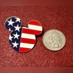 Disney  Vintage Mickey Mouse Red White Blue American Enamel Flag Pin 2001 Photo 2