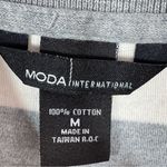 Moda International Rugby Stripes Button Front Cardigan Sweater Grey White Medium Gray Photo 8