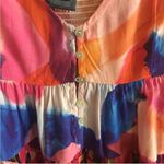 French Connection  Vivviola Bubble Gum Multi Color Cami Peplum Top Sz 0 Photo 9