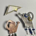 Handcrafted Mixed Metal Teapot / 1 Enamel Brooch Pin Lot Of 3 Photo 4