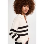 Pistola  Women's Arlo Striped Collared Sweater Cream White Black Cropped Knit XS Photo 4
