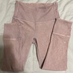 Lululemon Wunder Under Crop HR 23" Rib DESIGNED FOR YOGA Pale pink leggings ( wore once) Photo 3
