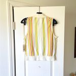 Guest In Residence Stripe Plaza Vest Cotton Knit Cream Citron Orange Small NWT White Photo 6