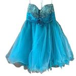 BG Haute Turquoise and Silver Strapless Mini Dress Women’s Size 4 Blue Photo 0