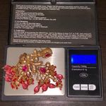 Indian Tikka Brass & Ruby Magenta Chandelier Earrings Pink Photo 8