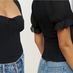 Reformation NWT  Delevan Smocked Black Peasant Blouse, size 22 Photo 3