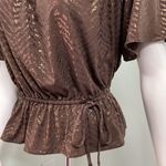 White House | Black Market  off the shoulder brown & gold top NEW Photo 5