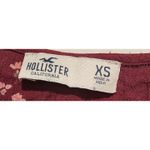 Hollister Floral Lace Up Long Sleeve Crop Top Blouse Maroon XS Photo 2