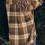 Boutique Brown Plaid Print Boyfriend  Long Sleeves Shirt Coat Lg Photo 1