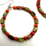 Orange and green beaded circle earrings Photo 4