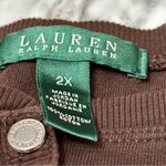 Lauren Ralph Lauren Chocolate Brown Y2K Small Pocket Plus Size Button Up Henley Photo 5