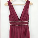 Lulus Lulu’s Delightful Occasion Burgundy Beaded Tulle Maxi Dress size Small New Photo 4