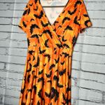 Orange and Black Wrap Midi/Maxi Halloween Bat Sundress SZ L V Photo 4