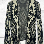 Say What? Say What? Black & Cream Aztec Open Front Cardigan Sweater Size Large Southwest Photo 0