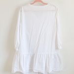 White 3/4 Sleeve Boho Lightweight V Neck Shirt Dress Size M Photo 9