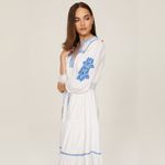 Shoshanna  Leilani Dress Optic White Blue Embroidered‎ Midi Dress size 4 Photo 1