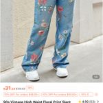 SheIn  90s Floral Print High Waisted Jeans 💗💙 Photo 3