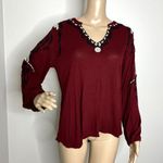 Lucky Brand  Maroon Embroidered Peasant Top Photo 8