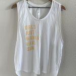Fabletics Janis Muscle Tank White Girls Just Wanna Have Fun Graphic Active Yoga Photo 0