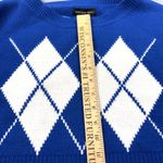 Streetwear Society Retro Argyle Blue Cropped Knit Sweater Women's Size XL  Photo 8