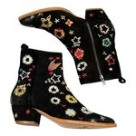 Free People  Bowers Embroidered Ankle Boots Black Suede Size 38.5 Photo 4
