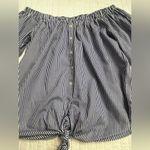 Active USA Top Blouse Blue & White Striped Off The Shoulder top nwot Photo 4
