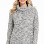 Pink Rose  Large grey marled knit cozy sweater Photo 0