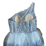 Tiered Asymmetrical Floral Sequin Formal Maxi Dress in Blue, Size 14​​ Blue Photo 3