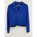 St. John  Collection Blazer Jacket Women's Size 12 Blue Gold Hardware Knit USA Photo 7
