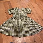 Urban Outfitters Daisy Street Faux Wrap Front Smock Dress Green Plaid Gingham Seer Sucker Size XS Photo 6