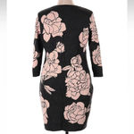 Calvin Klein  Dark Grey Pink Roses Floral Sweater Dress Women’s Size XL Stretchy Photo 3